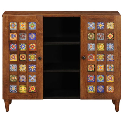 vidaXL Sideboard with Shelf Walnut 90 x 33.5 x 75 cm Solid Mango Wood