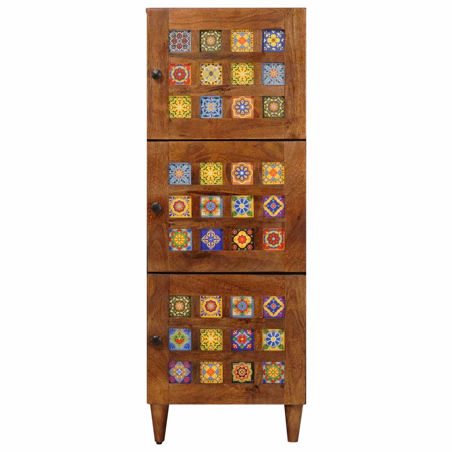 vidaXL Highboard with Storage Walnut 40 x 33 x 110 cm Solid Mango Wood