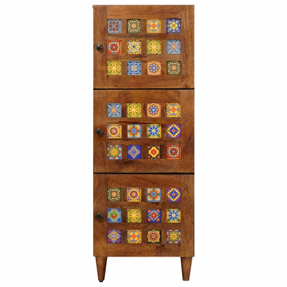 vidaXL Highboard with Storage Walnut 40 x 33 x 110 cm Solid Mango Wood