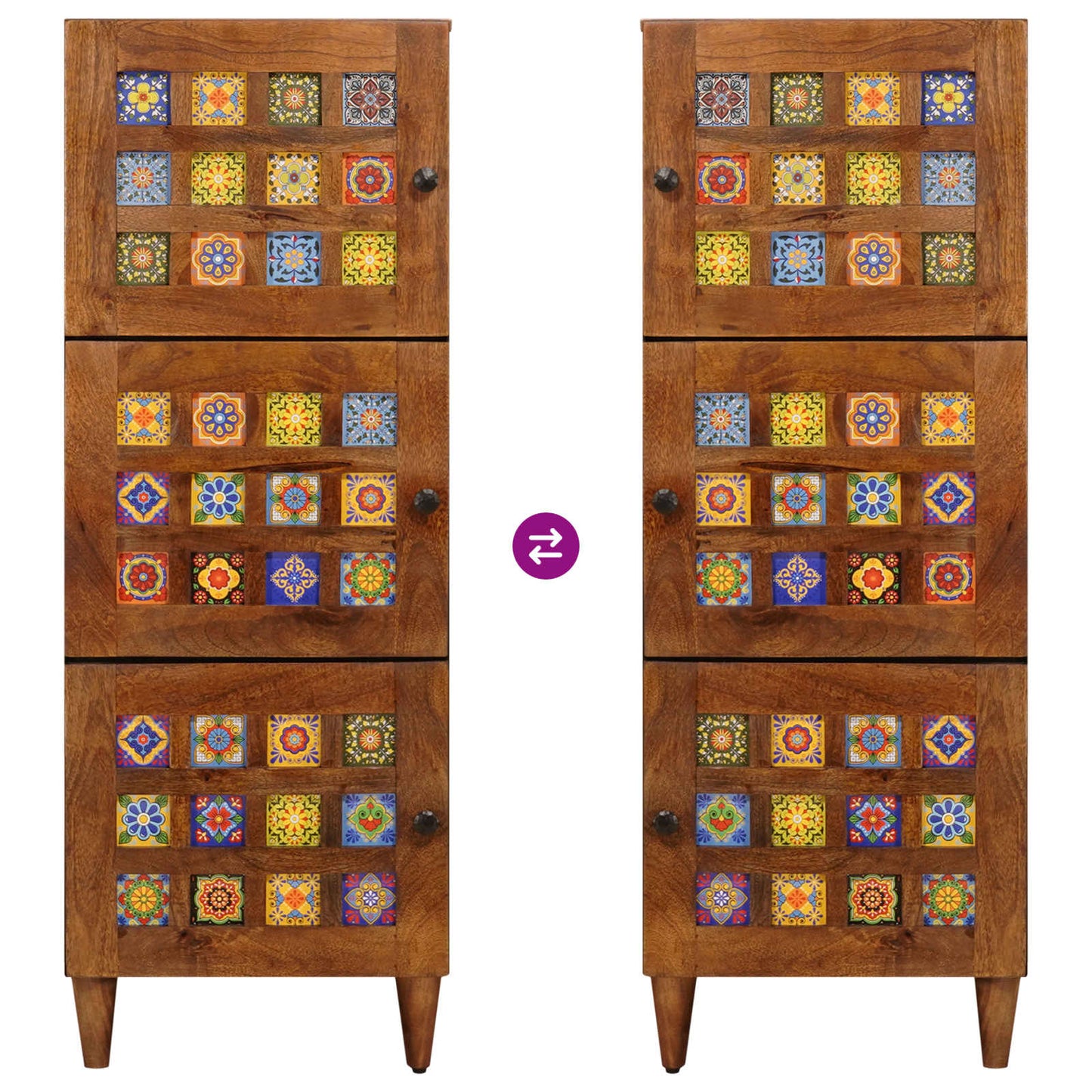 vidaXL Highboard with Storage Walnut 40 x 33 x 110 cm Solid Mango Wood
