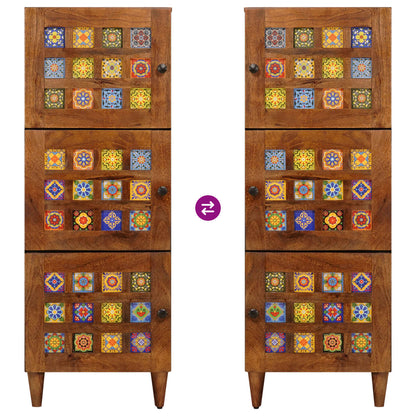 vidaXL Highboard with Storage Walnut 40 x 33 x 110 cm Solid Mango Wood