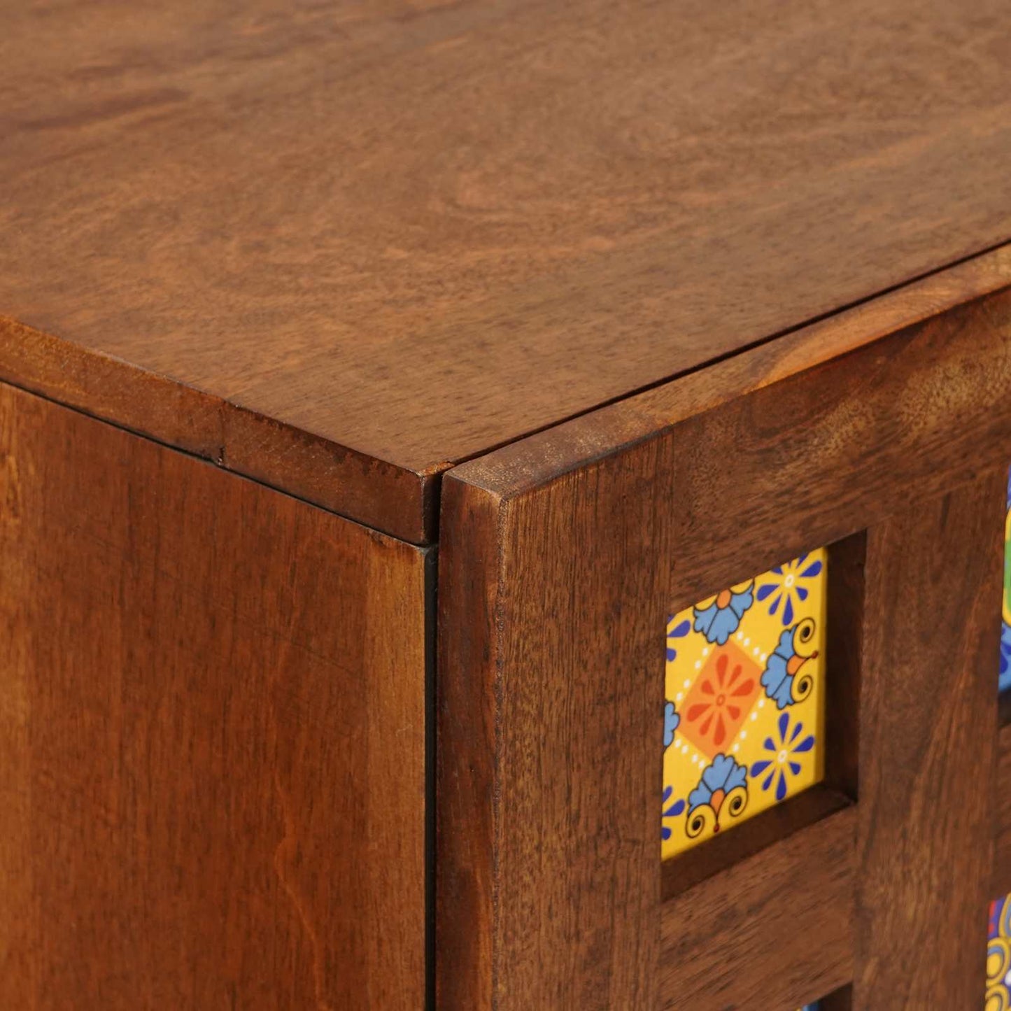 vidaXL Highboard with Door Walnut 60 x 33.5 x 100 cm Solid Mango Wood