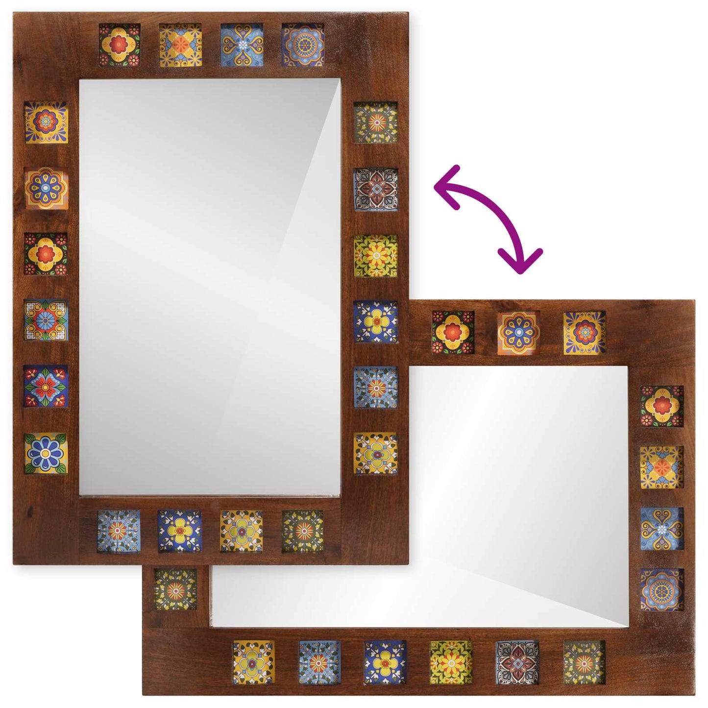 vidaXL Bathroom Mirror Walnut 50 x 70 x 2.5 cm Solid Mango Wood