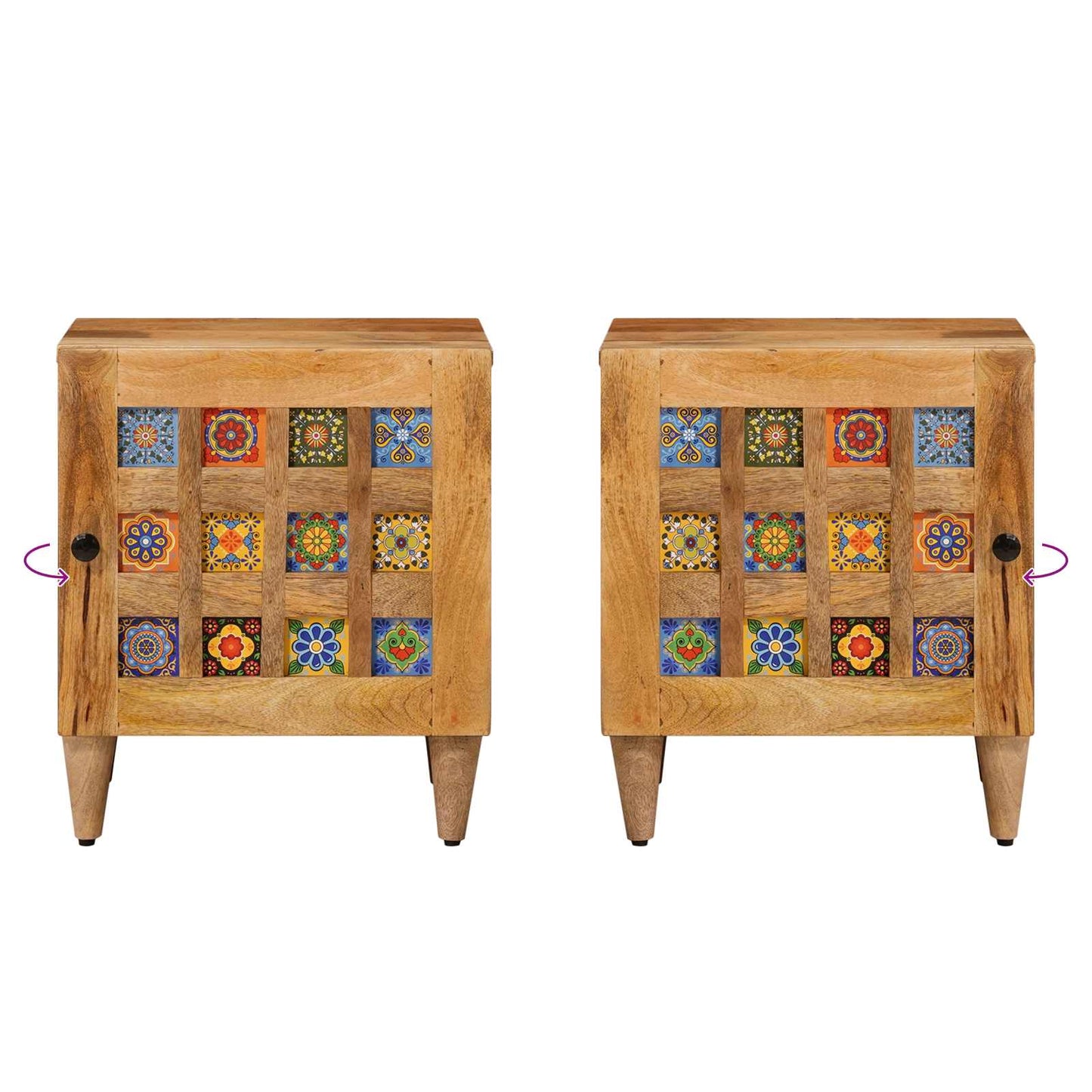 vidaXL Bedside Cabinet Natural 40 x 33.5 x 46 cm Solid Mango Wood