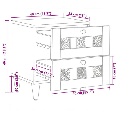 vidaXL Bedside Cabinet Natural 40 x 33.5 x 46 cm Solid Mango Wood