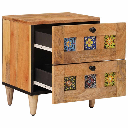 vidaXL Bedside Cabinet 2 pcs Natural 40 x 33 x 46 cm Solid Mango Wood