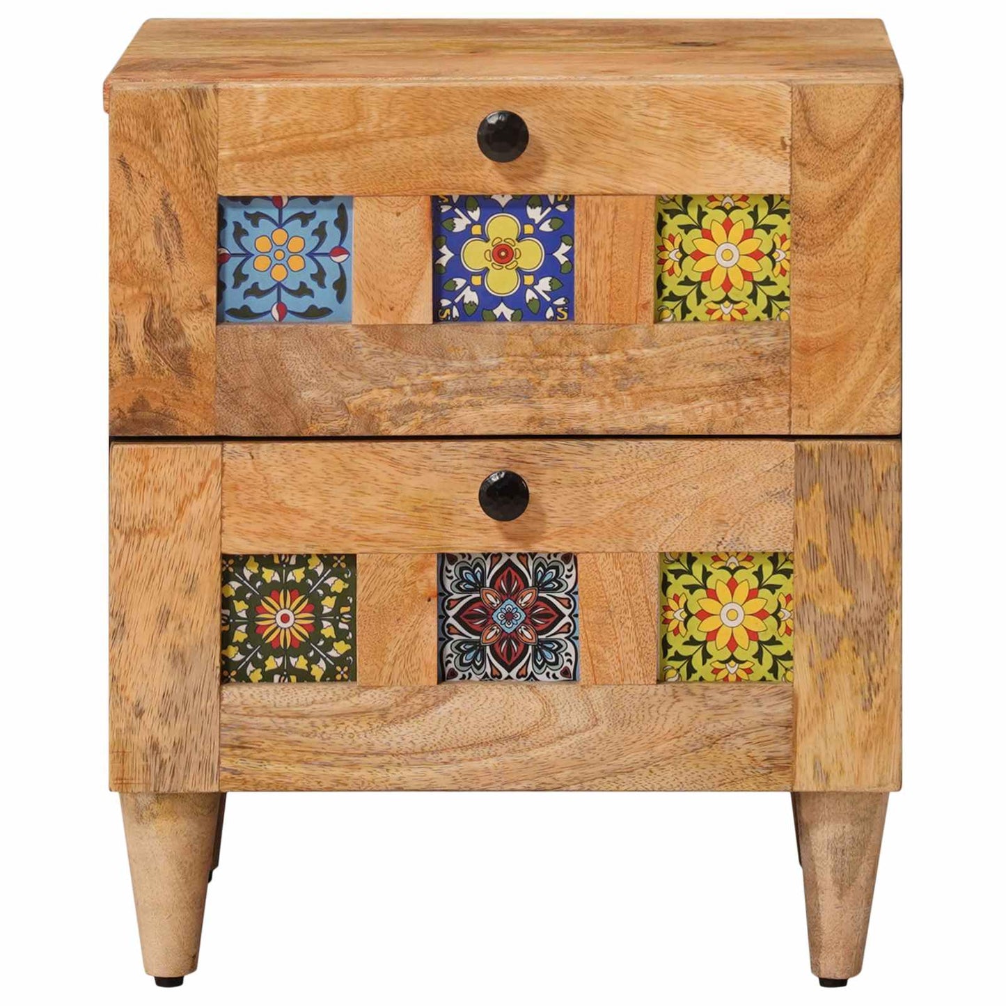 vidaXL Bedside Cabinet 2 pcs Natural 40 x 33 x 46 cm Solid Mango Wood