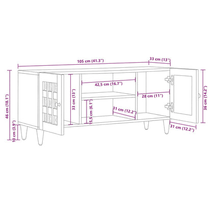 vidaXL TV Cabinet with Shelf Natural 105 x 33 x 46 cm Solid Mango Wood