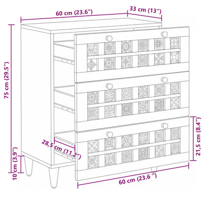 vidaXL Sideboard Natural 60 x 33 x 75 cm Solid Mango Wood