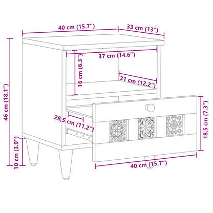 vidaXL Bedside Cabinet 2 pcs Natural 40 x 33 x 46 cm Solid Mango Wood
