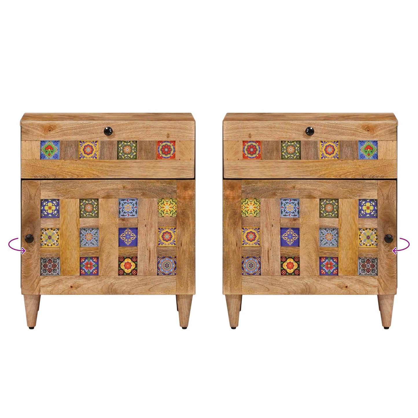 vidaXL Bedside Cabinet Natural 50 x 33 x 60 cm Solid Mango Wood