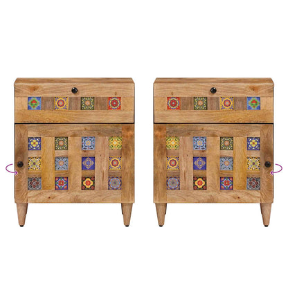 vidaXL Bedside Cabinet Natural 50 x 33 x 60 cm Solid Mango Wood
