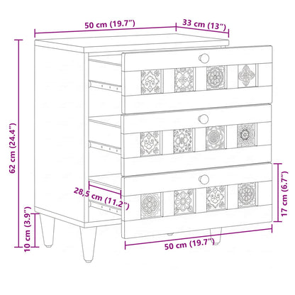 vidaXL Bedside Cabinet Natural 50 x 33 x 62 cm Solid Mango Wood