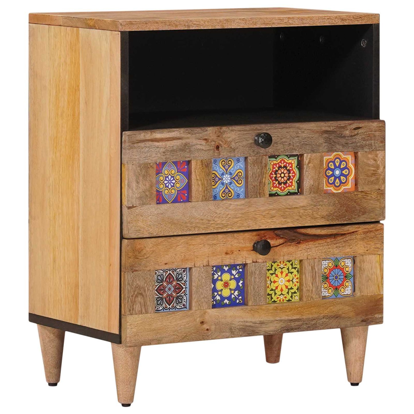 vidaXL Bedside Cabinet Natural 50 x 33 x 62 cm Solid Mango Wood