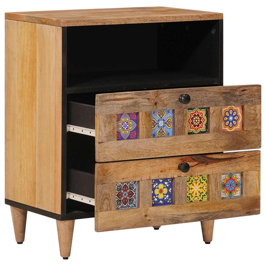 vidaXL Bedside Cabinet Natural 50 x 33 x 62 cm Solid Mango Wood