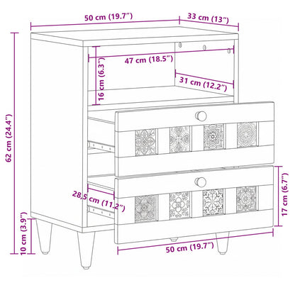 vidaXL Bedside Cabinet Natural 50 x 33 x 62 cm Solid Mango Wood