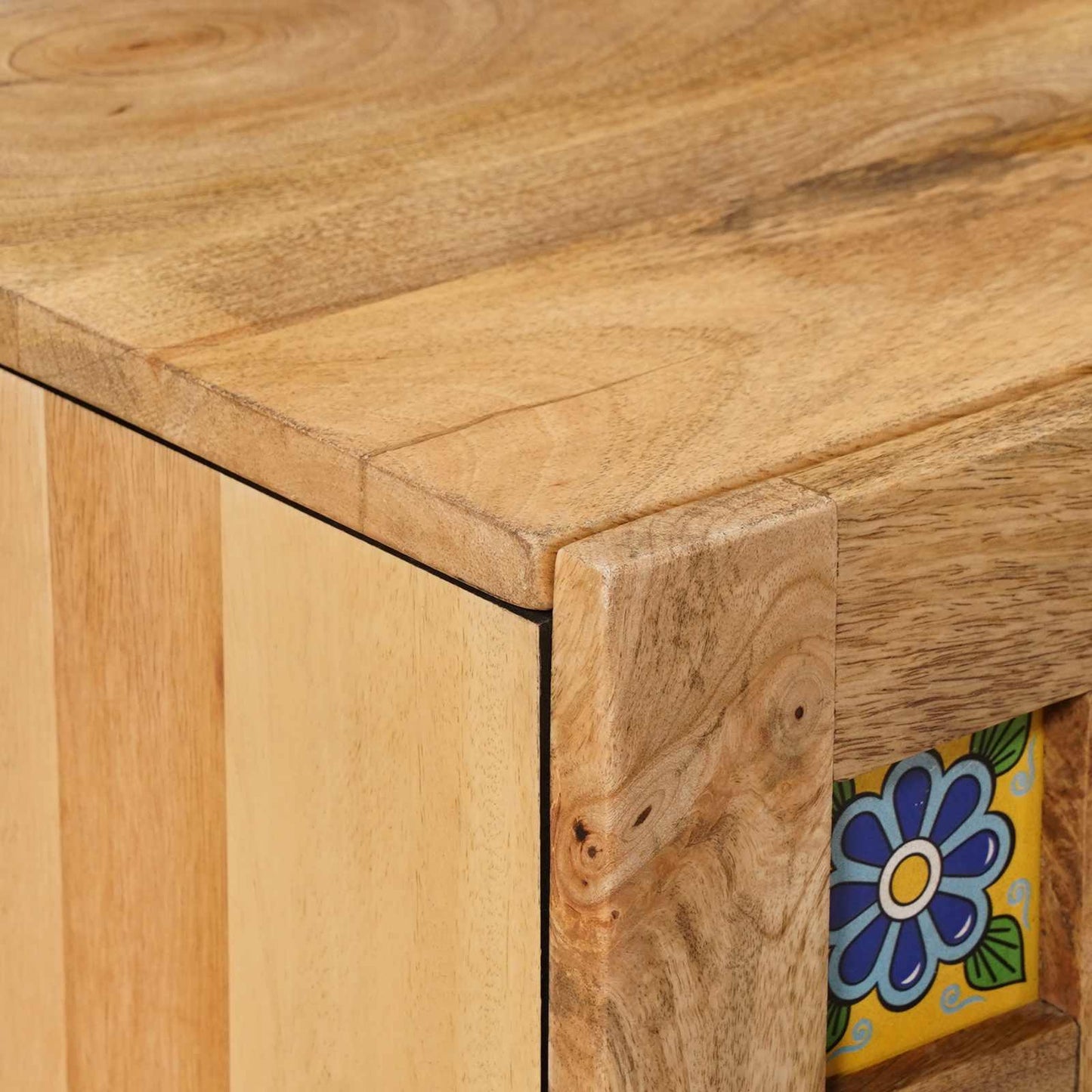 vidaXL TV Cabinet Natural 105 x 33.5 x 46 cm Solid Mango Wood