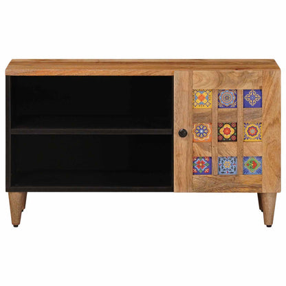 vidaXL TV Cabinet with Door Natural 80 x 33 x 46 cm Solid Mango Wood