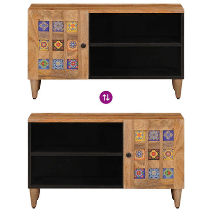 vidaXL TV Cabinet with Door Natural 80 x 33 x 46 cm Solid Mango Wood