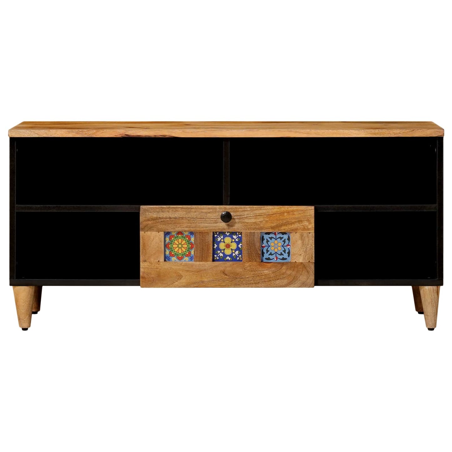 vidaXL TV Cabinet with Shelf Natural 100 x 33 x 46 cm Solid Mango Wood