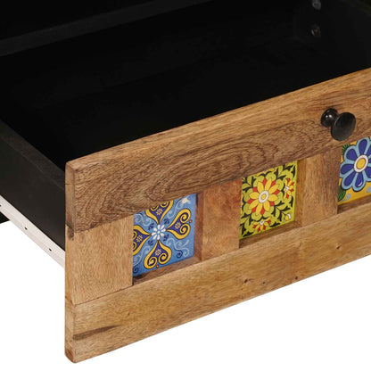 vidaXL TV Cabinet with Drawer Natural 80 x 33 x 46 cm Solid Mango Wood