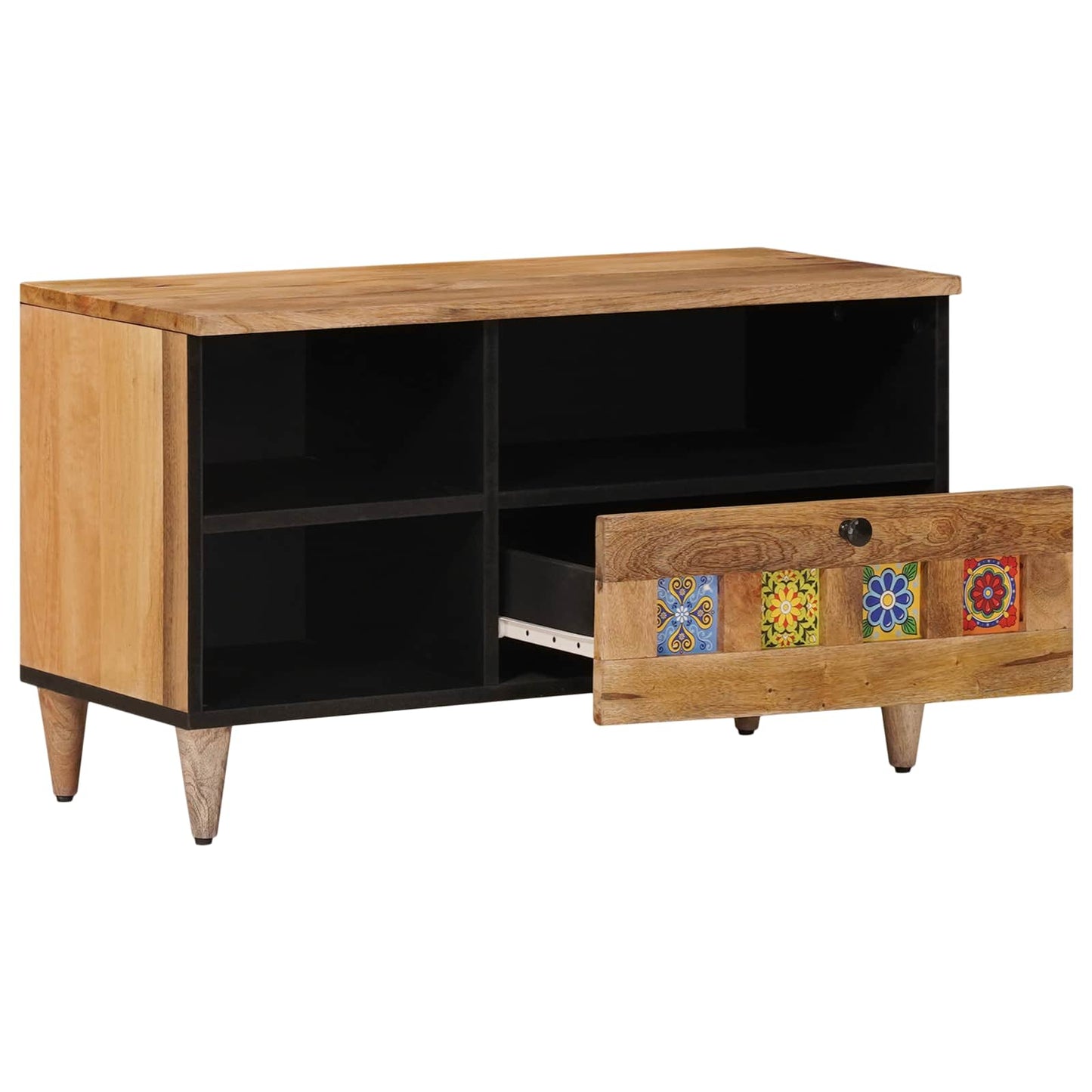 vidaXL TV Cabinet with Drawer Natural 80 x 33 x 46 cm Solid Mango Wood