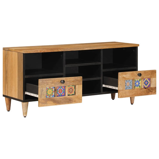 vidaXL TV Cabinet with Shelf Natural 100 x 33 x 46 cm Solid Mango Wood