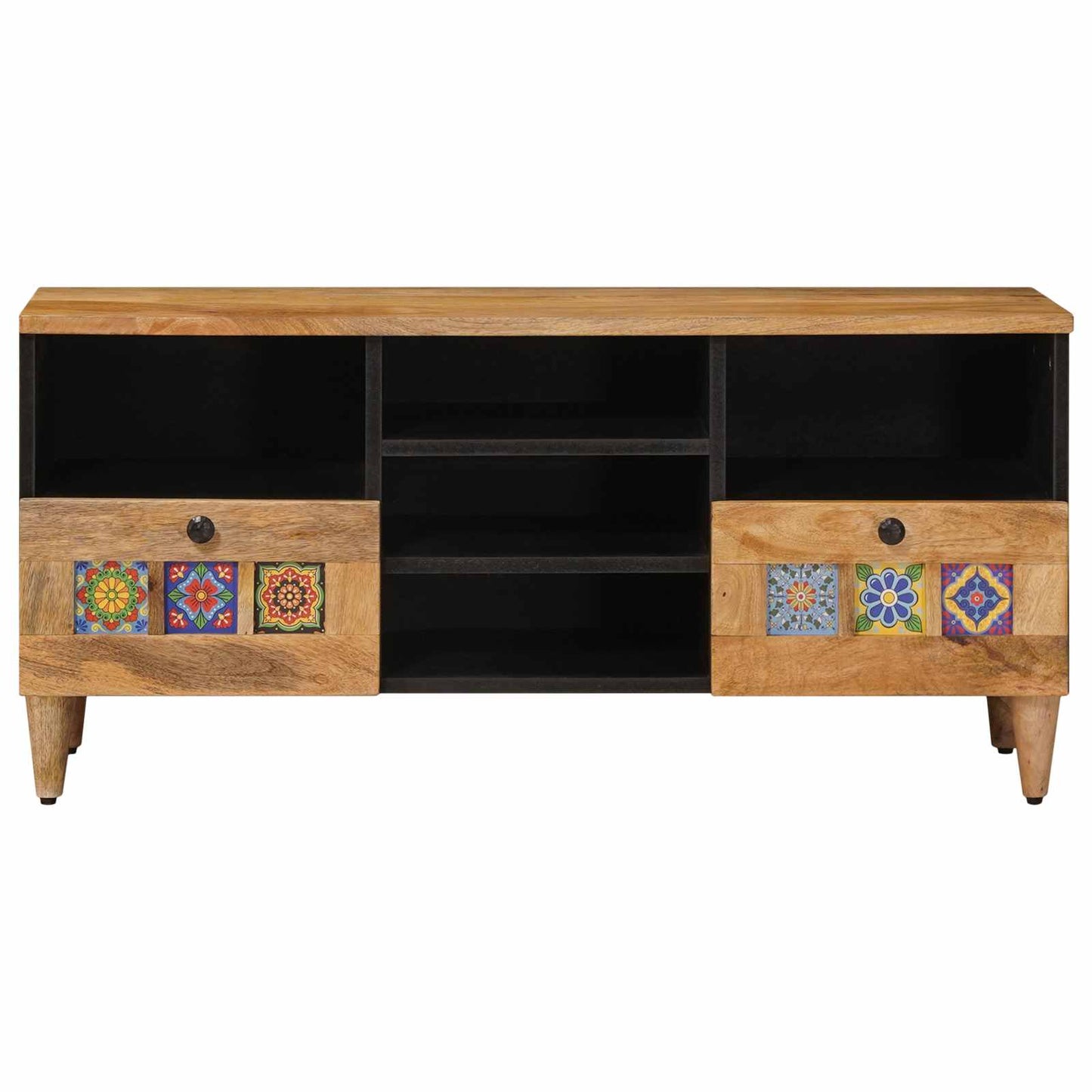 vidaXL TV Cabinet with Shelf Natural 100 x 33 x 46 cm Solid Mango Wood