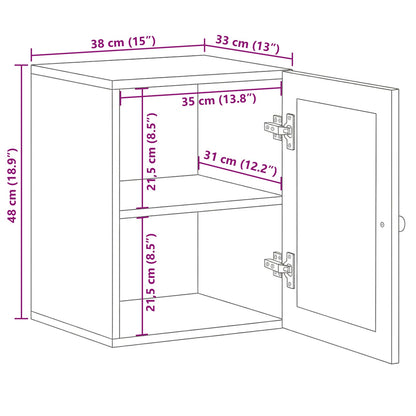 vidaXL Bathroom Hanging Cabinet with Storage Natural 38 x 33 x 48 cm