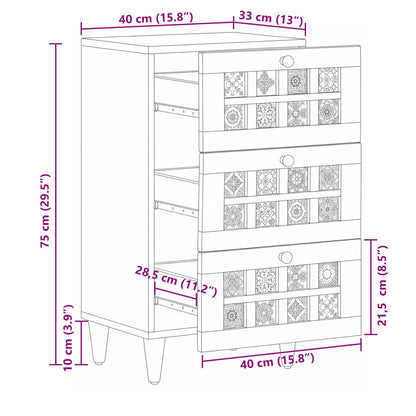 vidaXL Sideboard with Drawer Natural 40 x 33 x 75 cm Solid Mango Wood