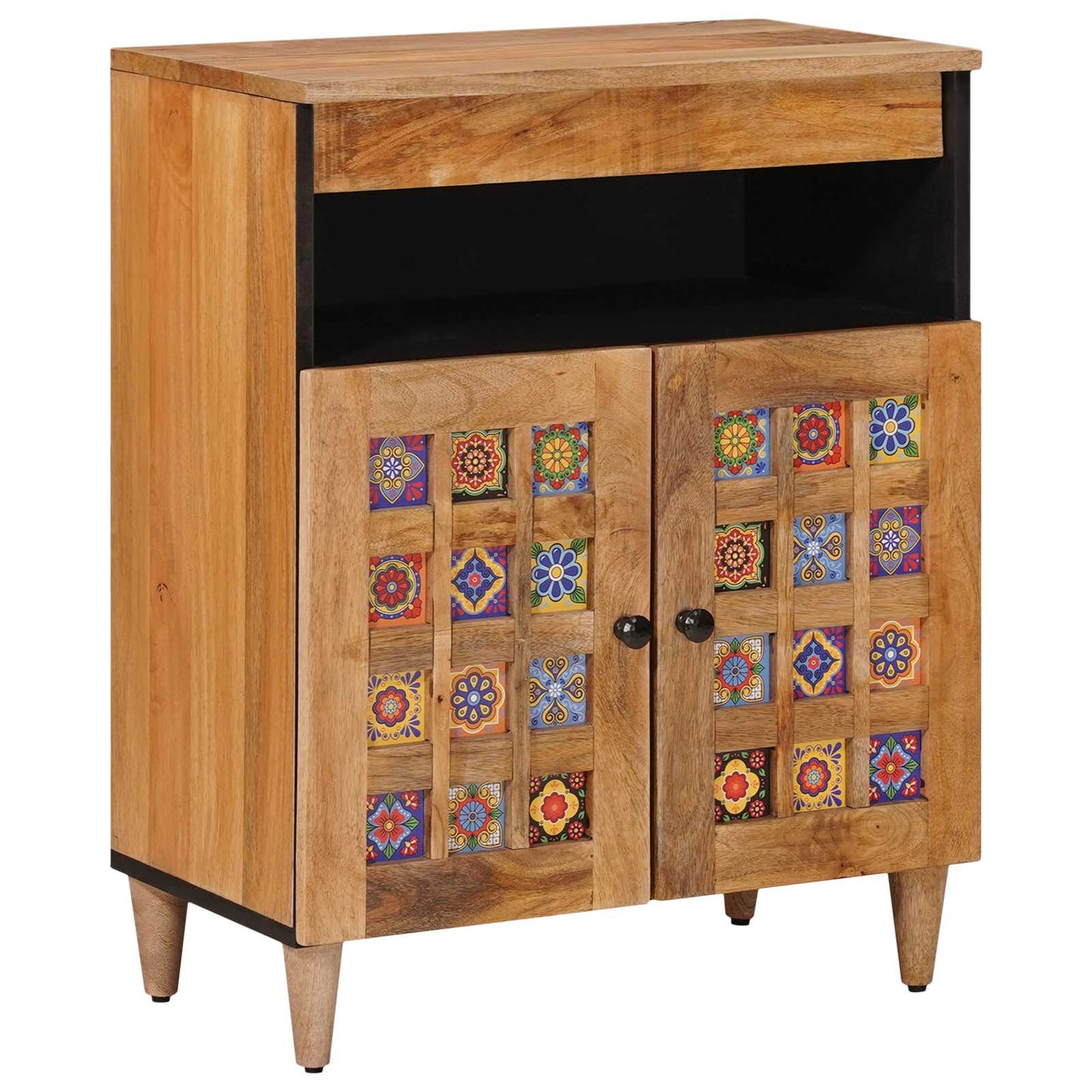 vidaXL Sideboard with Door Natural 60 x 33.5 x 75 cm Solid Mango Wood
