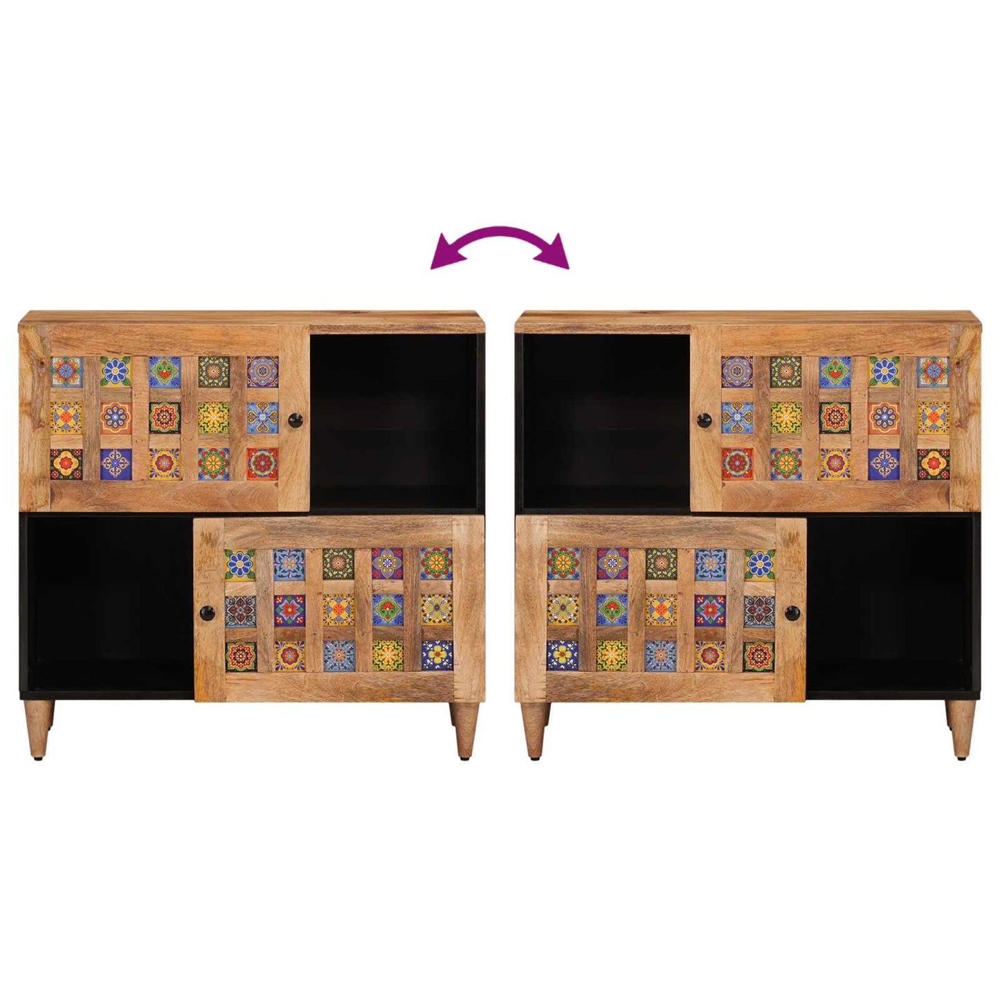 vidaXL Sideboard with Storage Natural 80 x 33 x 75 cm Solid Mango Wood