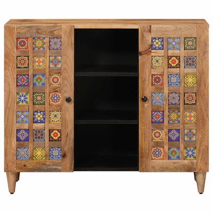 vidaXL Sideboard with Shelf Natural 90 x 33 x 75 cm Solid Mango Wood