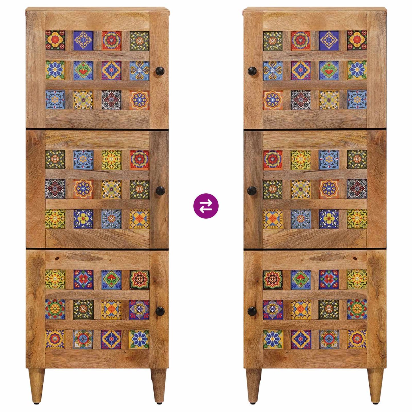 vidaXL Highboard with Door Natural 40 x 33 x 110 cm Solid Mango Wood