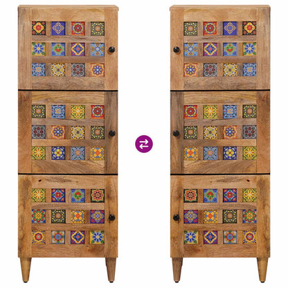 vidaXL Highboard with Door Natural 40 x 33 x 110 cm Solid Mango Wood