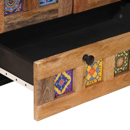 vidaXL Highboard with Door Natural 60 x 33.5 x 100 cm Solid Mango Wood