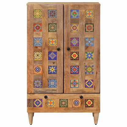 vidaXL Highboard with Door Natural 60 x 33.5 x 100 cm Solid Mango Wood