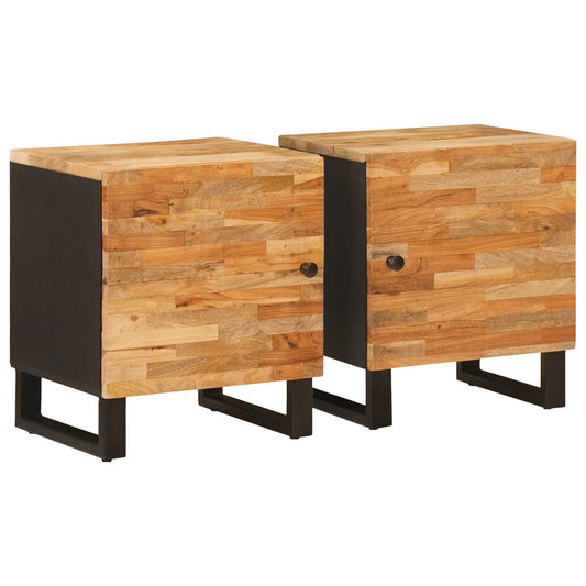 vidaXL Bedside Cabinet 2 pcs Brown 40 x 33 x 46 cm Solid Mango Wood