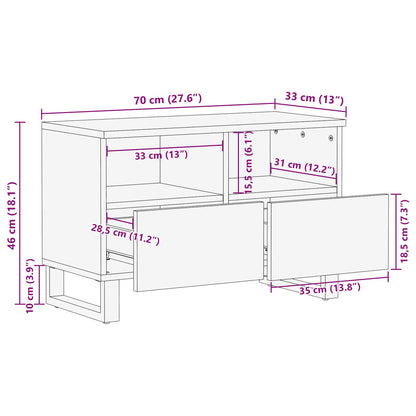 vidaXL TV Cabinet with Storage Brown 70 x 33 x 46 cm Solid Mango Wood