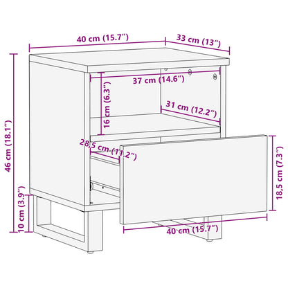 vidaXL Bed cabinet with Drawer Brown 40 x 33 x 46 cm Solid Mango Wood