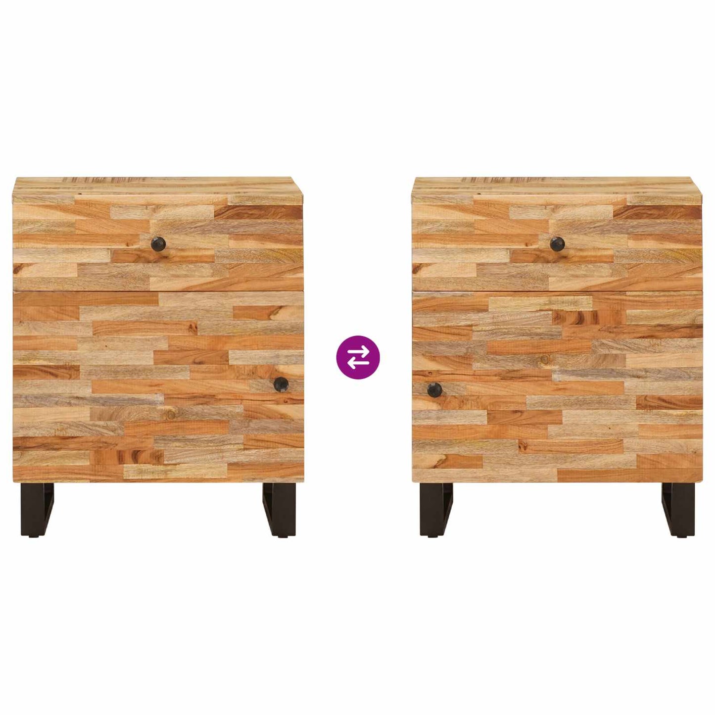 vidaXL Bed cabinet with Drawer Brown 50 x 33 x 60 cm Solid Mango Wood