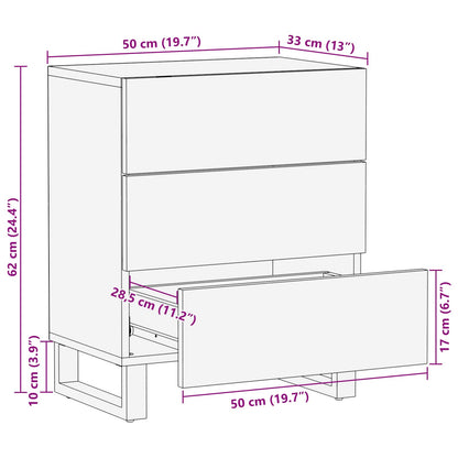 vidaXL Bed cabinet with Drawer Brown 50 x 33 x 62 cm Solid Mango Wood