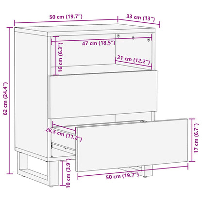 vidaXL Bed cabinet with Drawer Brown 50 x 33 x 62 cm Solid Mango Wood