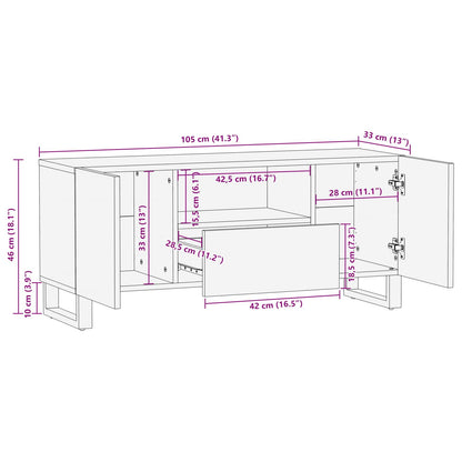 vidaXL TV Cabinet with Shelf Brown 105 x 33 x 46 cm Solid Mango Wood