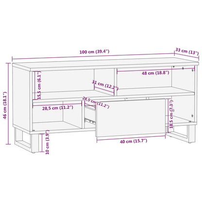 vidaXL TV Cabinet with Drawer Brown 100 x 33 x 46 cm Solid Mango Wood