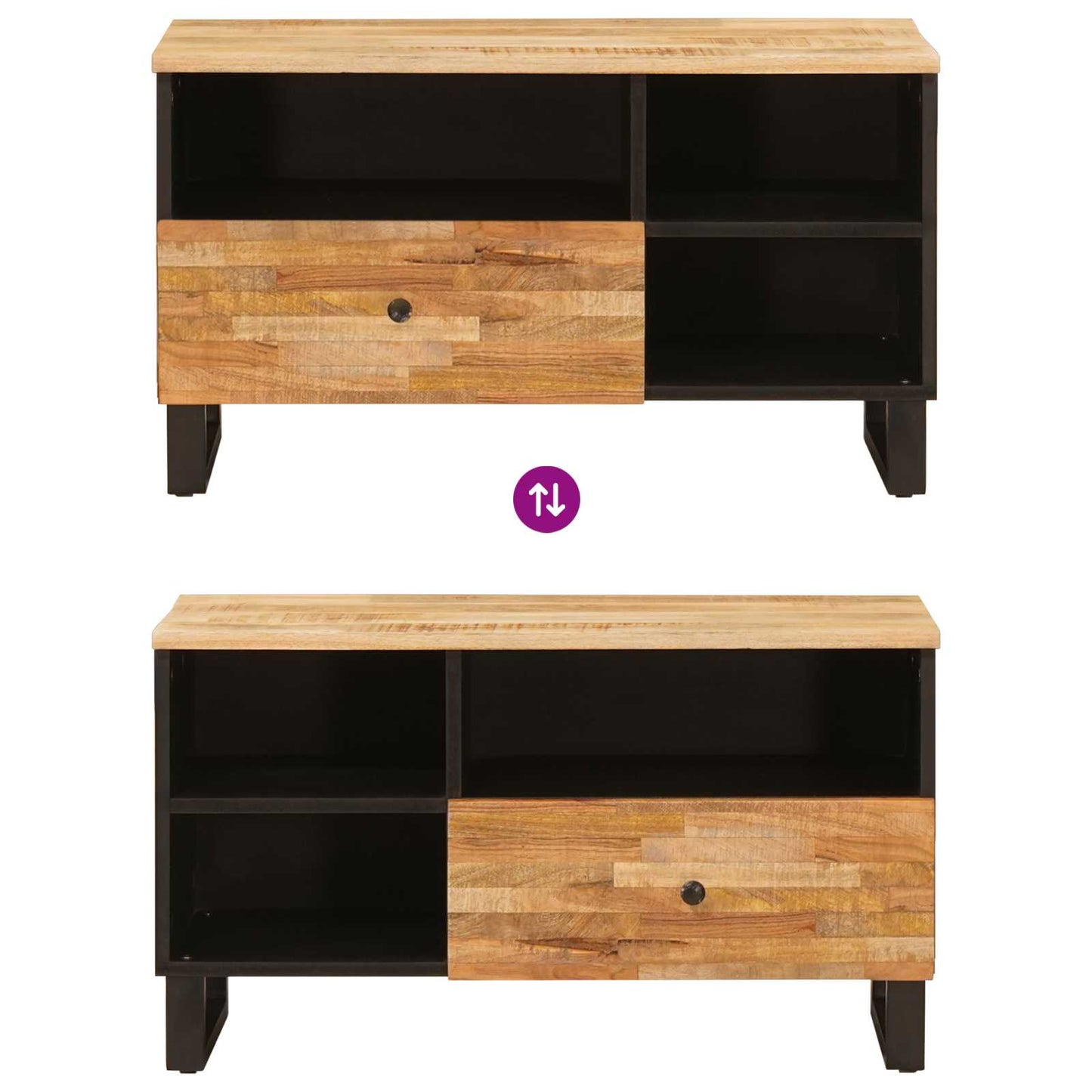 vidaXL TV Cabinet with Drawer Brown 80 x 33 x 46 cm Solid Mango Wood