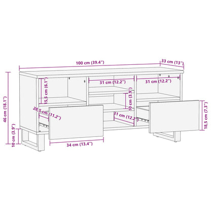 vidaXL TV Cabinet Corona Brown 100 x 33 x 46 cm Solid Mango Wood