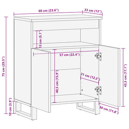 vidaXL Side Cabinet with Door Brown 60 x 33 x 75 cm Solid Mango Wood