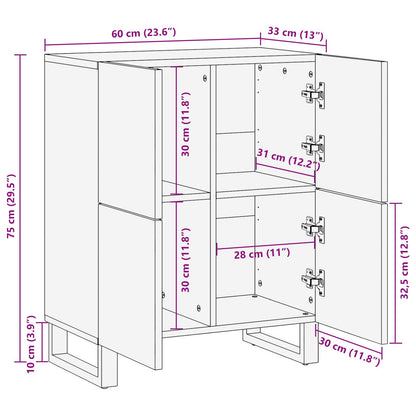 vidaXL Side Cabinet with Door Brown 60 x 33 x 75 cm Solid Mango Wood