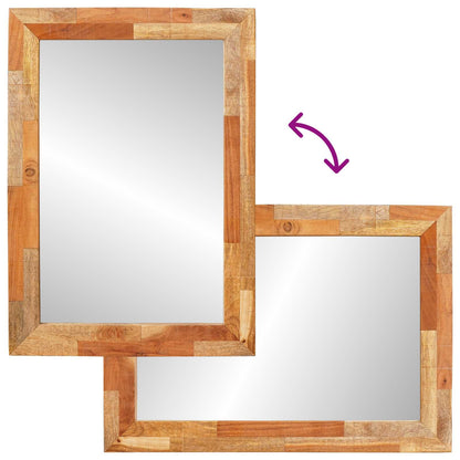 vidaXL Bathroom Mirror Artisan Oak 50 x 70 x 2.5 cm Solid Mango Wood